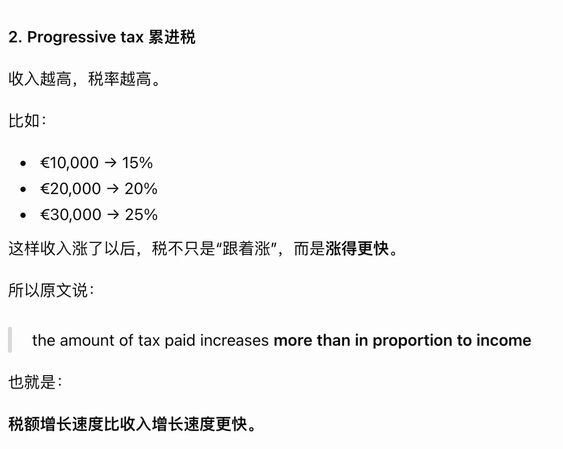 as income increases, the fraction of income paid as tax increases; there is an increasing tax rate